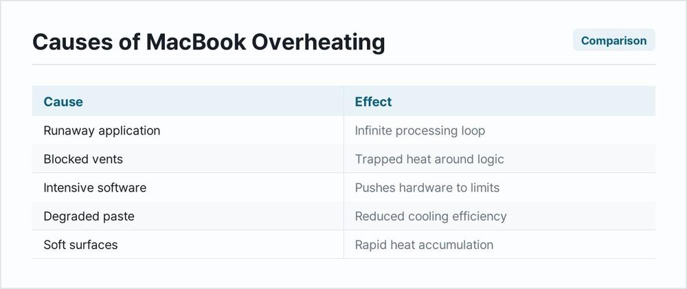 Causes of MacBook Overheating