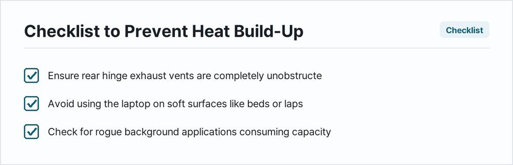 Checklist to Prevent Heat Build-Up