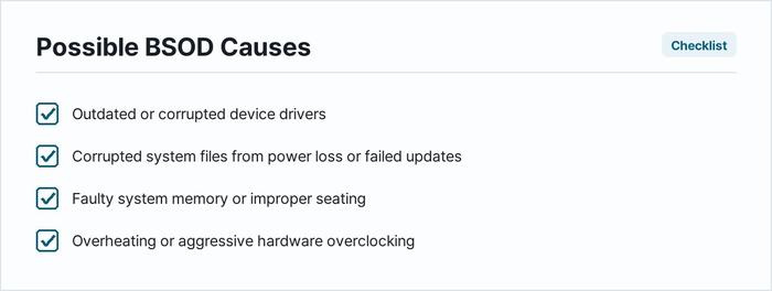 Possible BSOD Causes