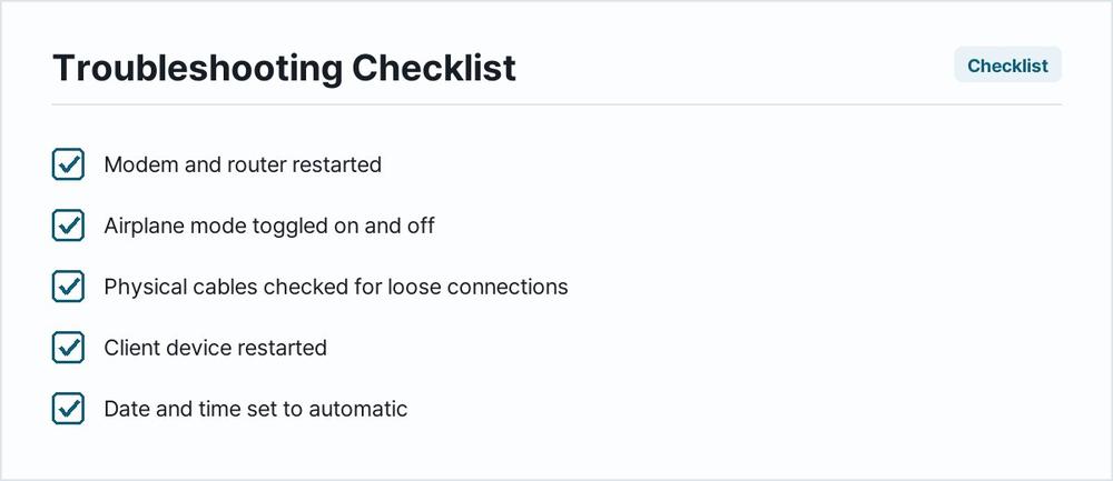 Troubleshooting Checklist